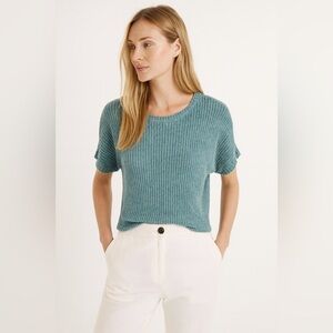 Loft Blue and White Sweater Top Size Medium